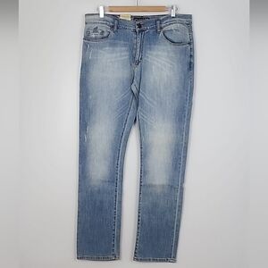 NWT Rica Lewis Men's Denim RL80 Straight Fit Faded Blue Jeans Size 34
